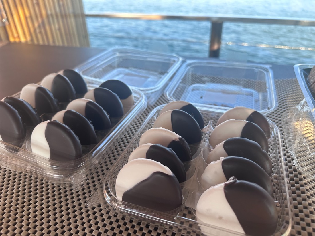 Treats served aboard a Sand Dollar sunset dinner cruise on the Gulf of Mexico